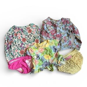 6-12 month Swim Bundle Ruffle Butts Floral and Tropical Swim Diaper Covers